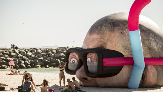 Damien Hirst Looking For Sharks by Cool Shit at Sculpture by the Sea, Cottesloe.