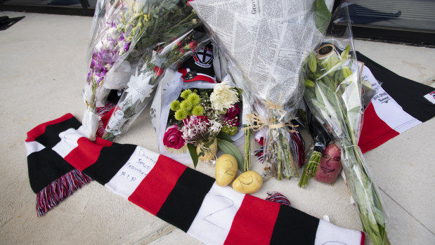 Some fans left potatoes among the collection of tributes.