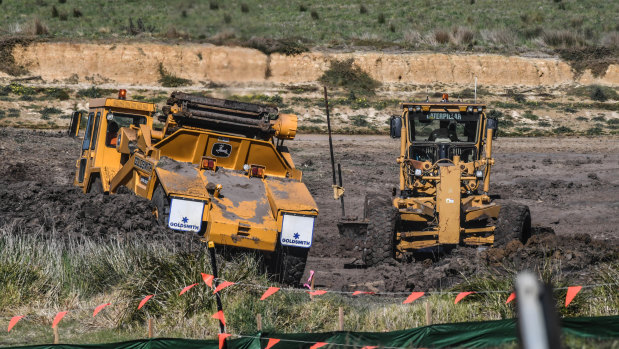 Work on the Drysdale bypass near Bellarine Secondary College.