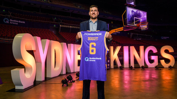 The homecoming: Andrew Bogut was unveiled as a Sydney Kings recruit last April.