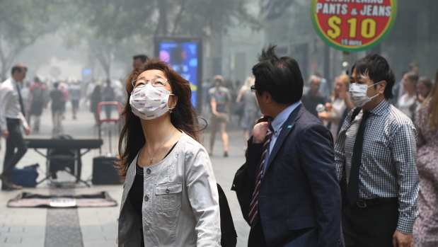 Many people donned face masks on Tuesday.