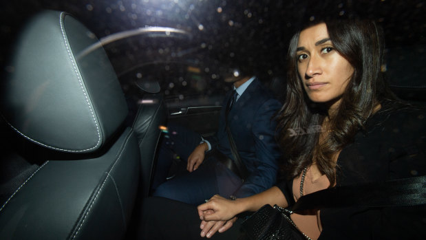 Waiting game: Folau's wife, Super Netball star Maria, was by her husband's side on Tuesday.