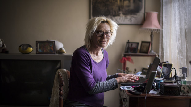 "An absolute lifeline": Clare Hanson in her apartment at the Ascot Vale public housing estate, where she has been a tenant for for eight years.