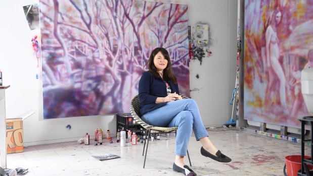 Archibald Prize-winning artist Fiona Lowry in her Rose Bay studio. 