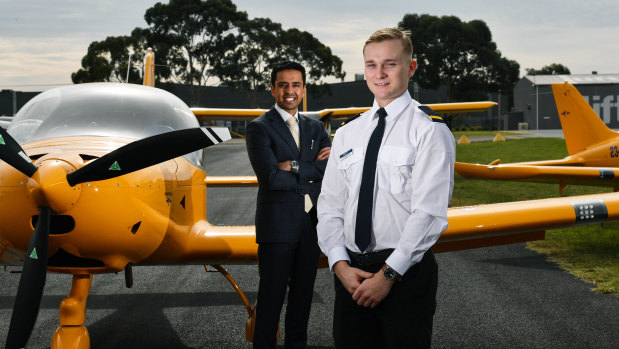 Soar Aviation CEO Neel Khokhani and Alex Kingsford-Smith.