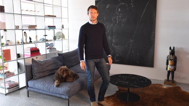 Art collector Nick Tobias at home in Bondi. 