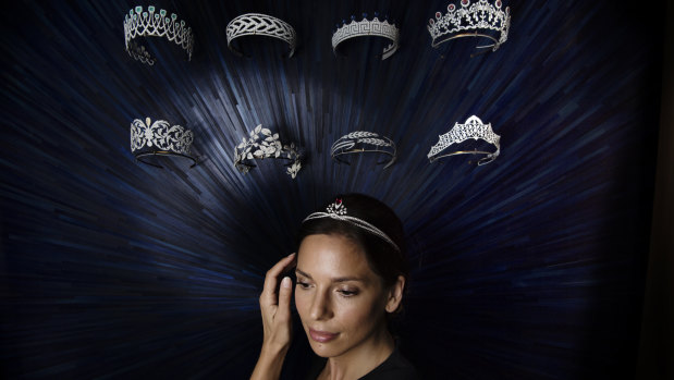 A model in the tiara room at the new Chaumet boutique in Sydney.