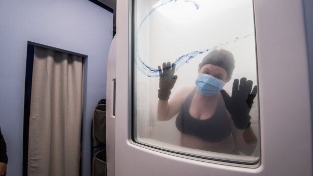 Temperatures in the cryosauna get down to -165C.