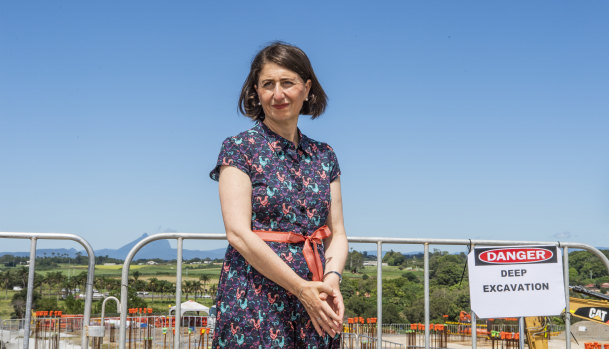 Premier Gladys Berejiklian at the site of the new Tweed Valley Hospital, in northern NSW, on Tuesday.