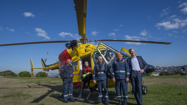Helicopter Rescue Crew members (left to right) Trevor Cracknell, Callum Good, Peter Yates and Tony LeMarseny