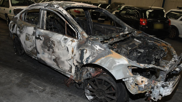Police have released images of the burnt-out Subaru WRX. 