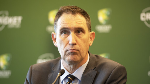 On his way: Cricket Australia chief executive James Sutherland announces he will be departing the role.
