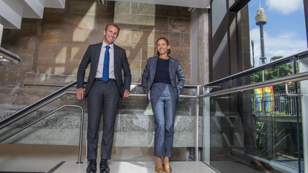 NSW Minister for Planning Rob Stokes with Government Architect Abbie Galvin at the Australian Museum, where old and new design converges.