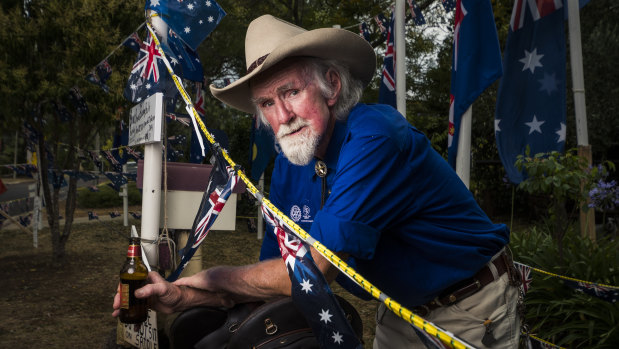 Proud Australian David Goodall has an Australia Day flag tribute display at his house.