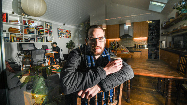 Michael Mazengarb and his partner wear jumpers, jackets, gloves and even blankets to stay warm in their Marrickville home.