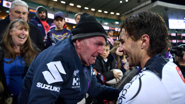 Grant Anderson with Neville Sparks after the game.