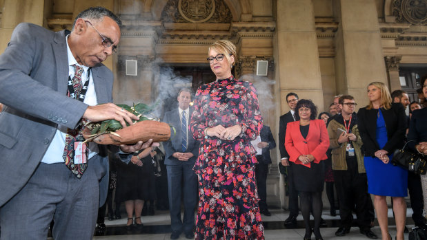 A smoking ceremony was held as part of Sally Capp's swearing-in this week.