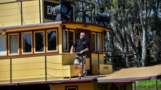 Managing director of Murray River Paddlesteamers, Rohan Burgess, on the PS Emmylou.