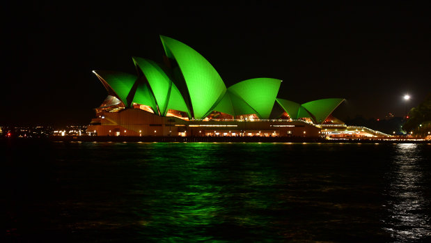 The Opera House goes green, Monday night at 6pm. 