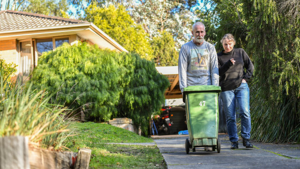 Liz Arnott and husband Brian Canty this week took their rubbish bin to the kerb for the first time in a year.