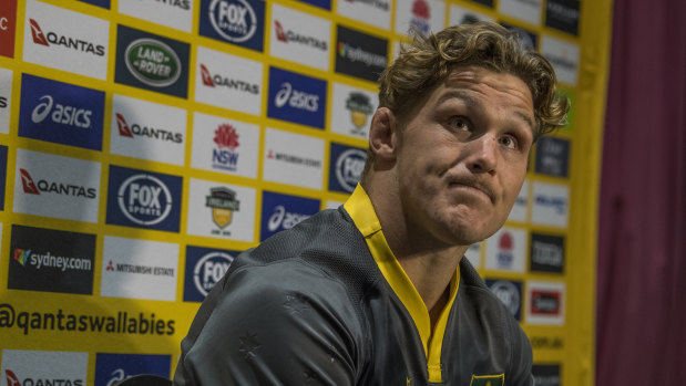 Decider: Wallabies captain Michael Hooper fronts a press conference on Friday. 