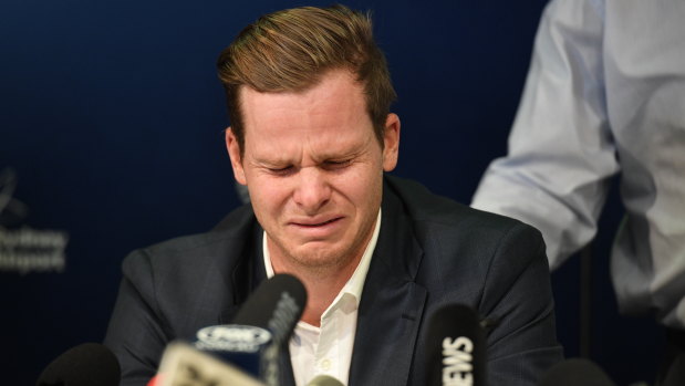 Dark chapter: Steve Smith after arriving home from Cape Town in the wake of the  ball-tampering saga. 