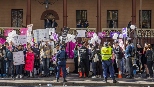 Rival rallies outside NSW Parliament as the abortion bill is debated.
