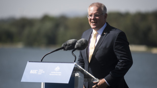 Prime Minister Scott Morrison speaking in Canberra on Australia Day 2019.