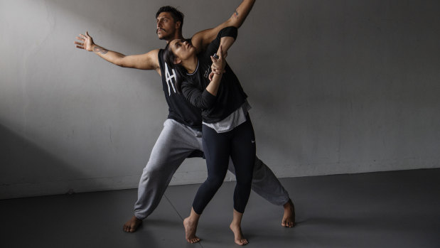 Indigenous dancers  Thomas E.S. Kelly and Taree Sansbury rehearsing a duet inspired by Vivaldi's  The Four Seasons, 
