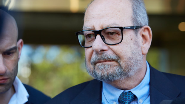 Philip Ibrahim's father Mohsen speaks to the media outside the Coroner's Court in Glebe. 