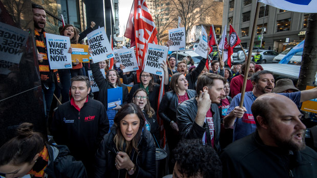 A similar rally brought Melbourne to a standstill in May. 