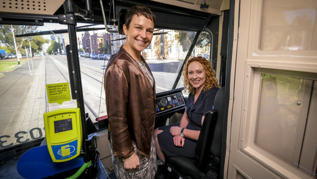 Public Transport Minister Melissa Horne (right) with Roads Minister Jaala Pulford.