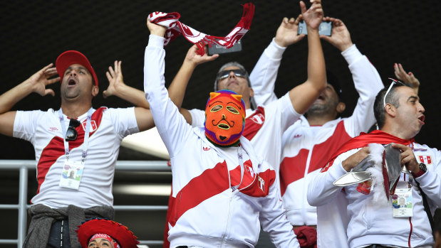 Costly ride: Peru fans at their game against France.