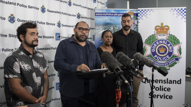 The boy's uncle, Nick (centre left), said the family was trying to come to terms with their loss.