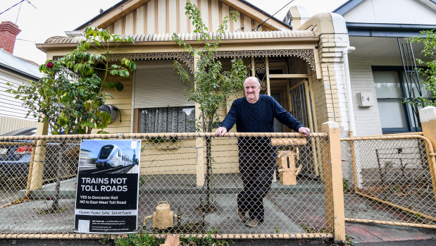 Keith Fitzgerald in Bendigo Street, Collingwood, can't believe his home could be compulsorily acquired again.