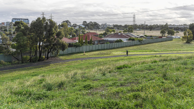 View from the old Sunshine Landfills site onto houses on Denton Avenue in St Albans.