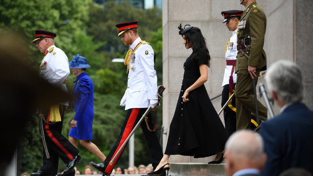 Meghan and Harry at the opening of the War Memorial enhancements.