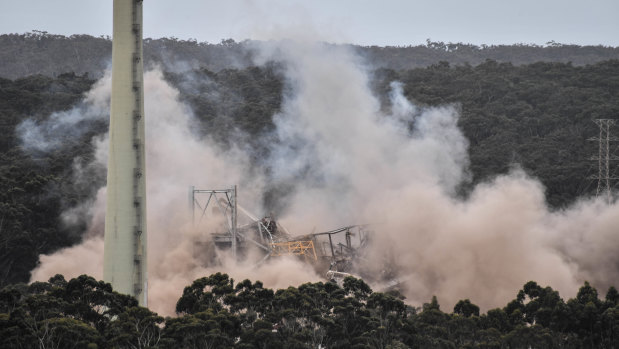 Alcoa's Anglesea power station was demolished in 2018 after it was closed in 2015. 
