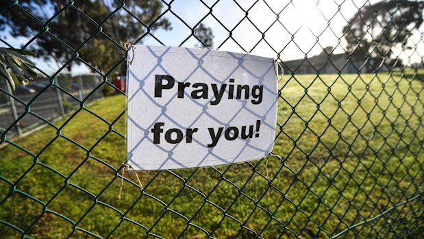 A sign outside St Basil’s during the crisis. 