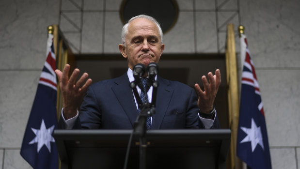 Australian Prime Minister Malcolm Turnbull speaks to the media during a press conference at Parliament House in Canberra, Thursday, August 23, 2018. 