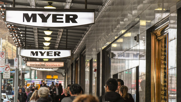 Myer shares jumped 40 per cent.