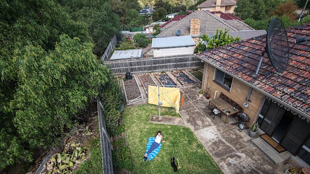 Miriam Jones catching some sun and fresh air on day six of isolation.