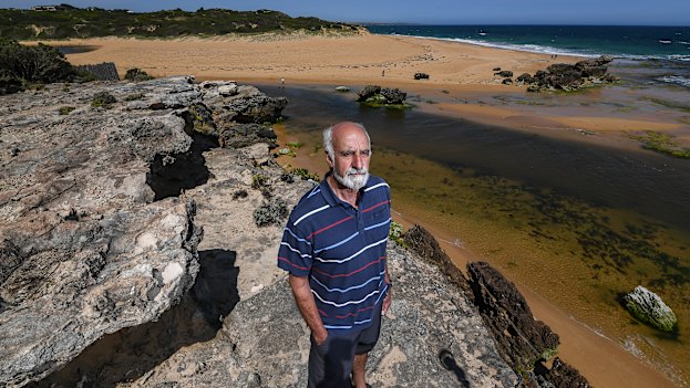 Environmental scientist John Sherwood on the site of Aboriginal middens and ancient campfires in Warrnambool.