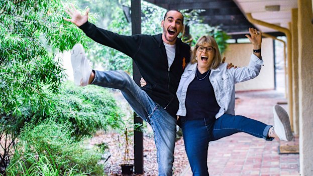 Moz Azimitabar with Fiona Trembath, who is hosting him at her home in Eltham.