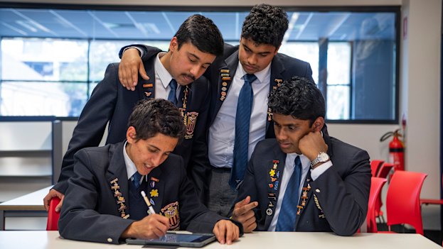 Students practise maths to prepare for exams. 