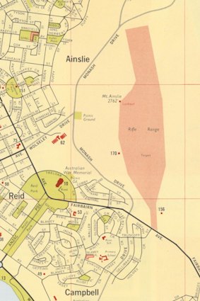 1965 tourist map of Canberra featuring Monash Drive.