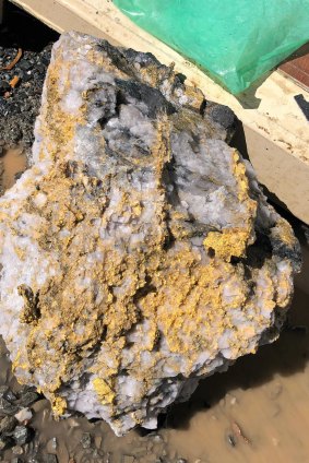 Gold specimen stone recovered from the Beta Hunt mine at Kambalda, WA. 