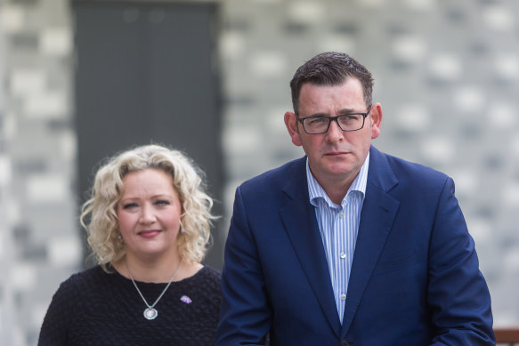 Former health minister Jill Hennessy with Premier Daniel Andrews in 2018.