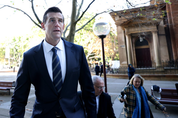 Ben Roberts-Smith arriving at the Federal Court in Sydney on Wednesday for a defamation trial.