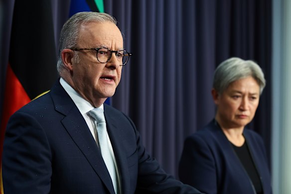 Prime Minister Anthony Albanese and Foreign Minister Penny Wong faced repeated questions about when Australia was informed of the strike.